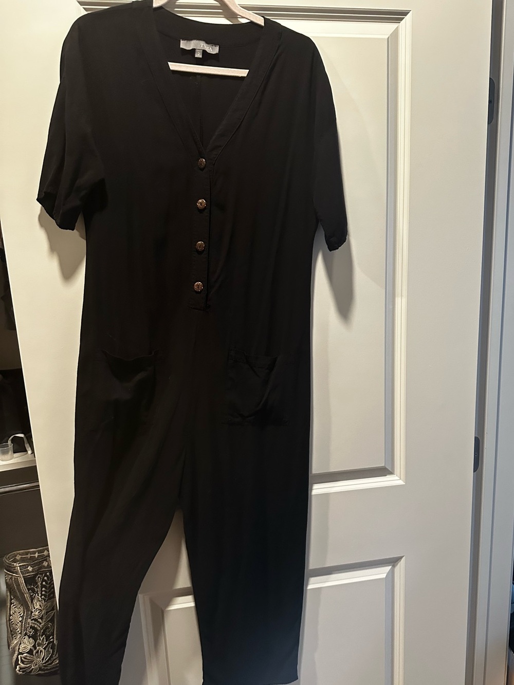 Black Women's Jumpsuit with Front Buttons